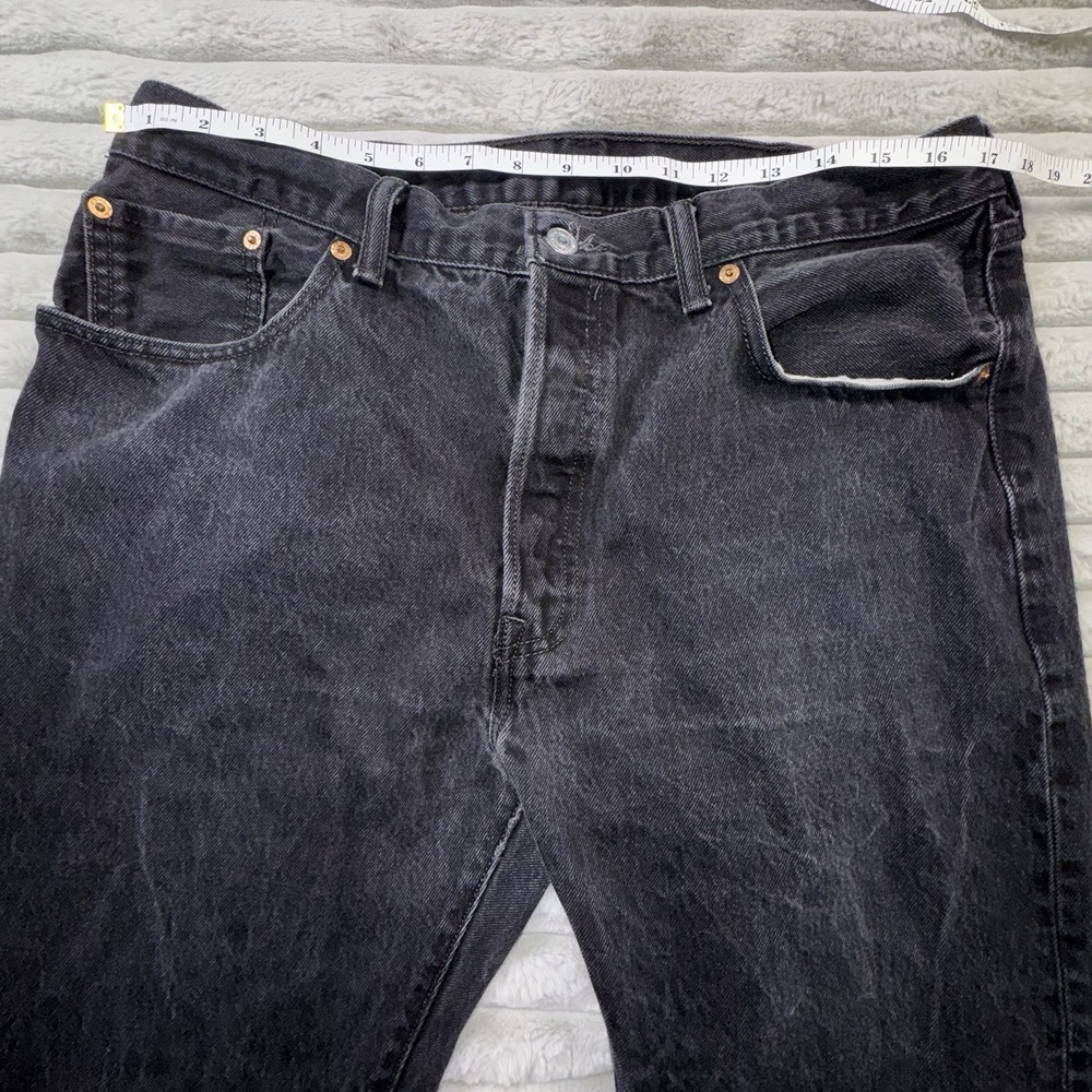 Levis 501 XX Mens 38x30‎ Black Classic Fit Straight Leg Button Fly Denim Grunge - Picture 6 of 11